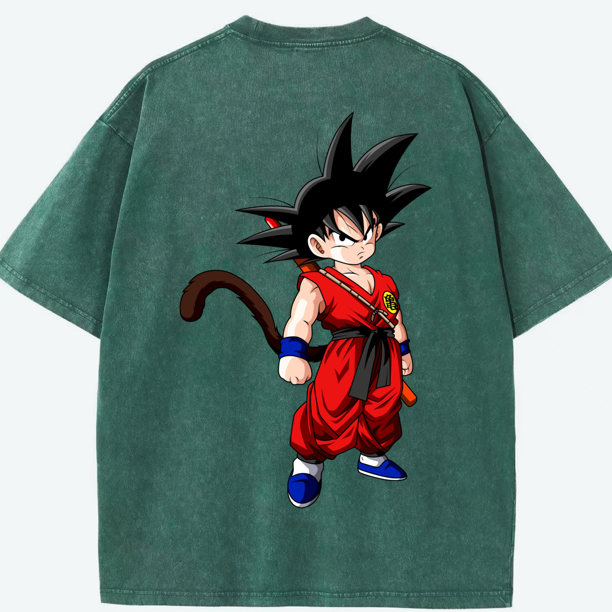 （画像用） ドラゴンボール 孫悟空（そん ごくう）Son Goku カカロット DRAGON BALL Kakarotto 綿100% ヴィンテージ風 半袖Tシャツ（背面プリント）